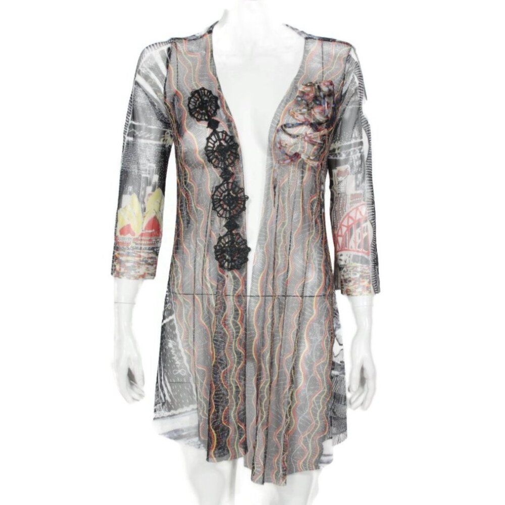 Save The Queen Mesh Gothic Mixed Print Open Cardi… - image 1